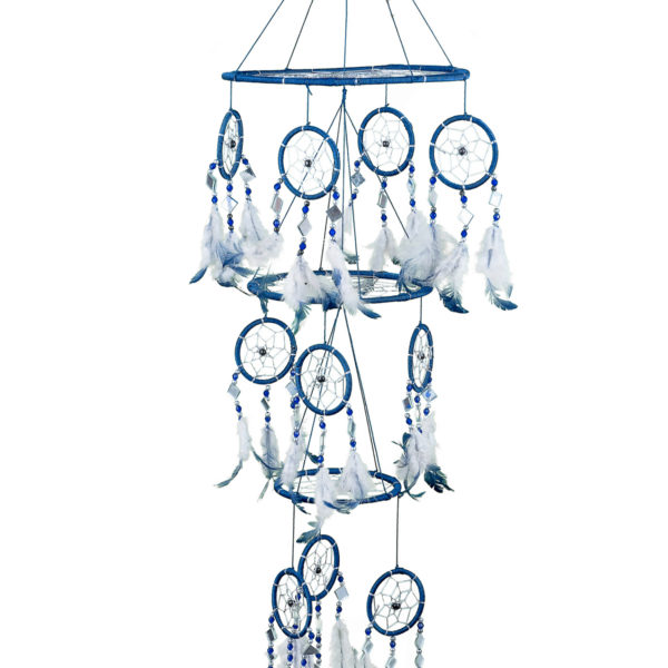 Blue Dream Catcher With Mosaic Glass, 3D Triple