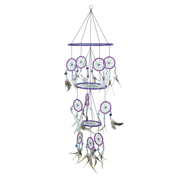 Purple Dream Catcher With Mosaic Glass, Triple Hoop